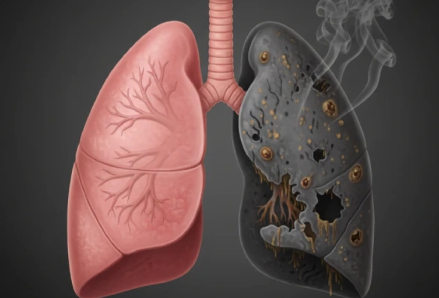 تفاوت ریه قبل و بعد از ترک سیگار 